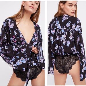 NWT Free People Forties Feels Printed Bodysuit